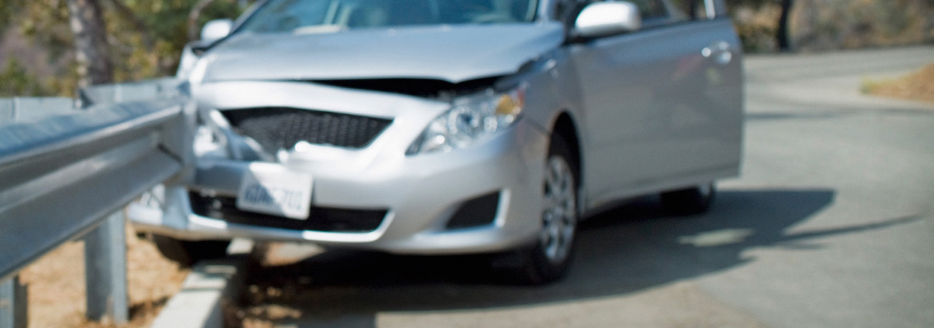 Car collision on guard rail